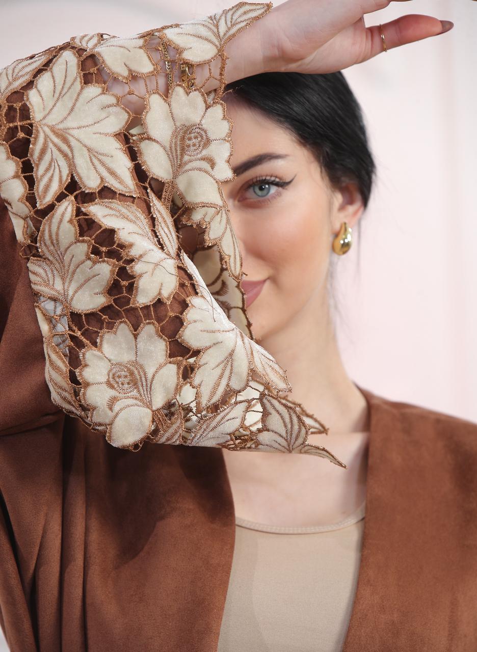 Floral Suede abaya