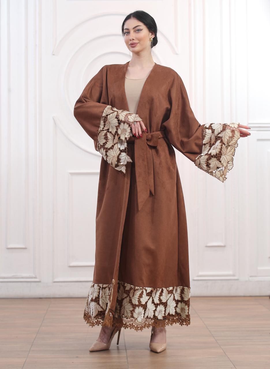 Floral Suede abaya