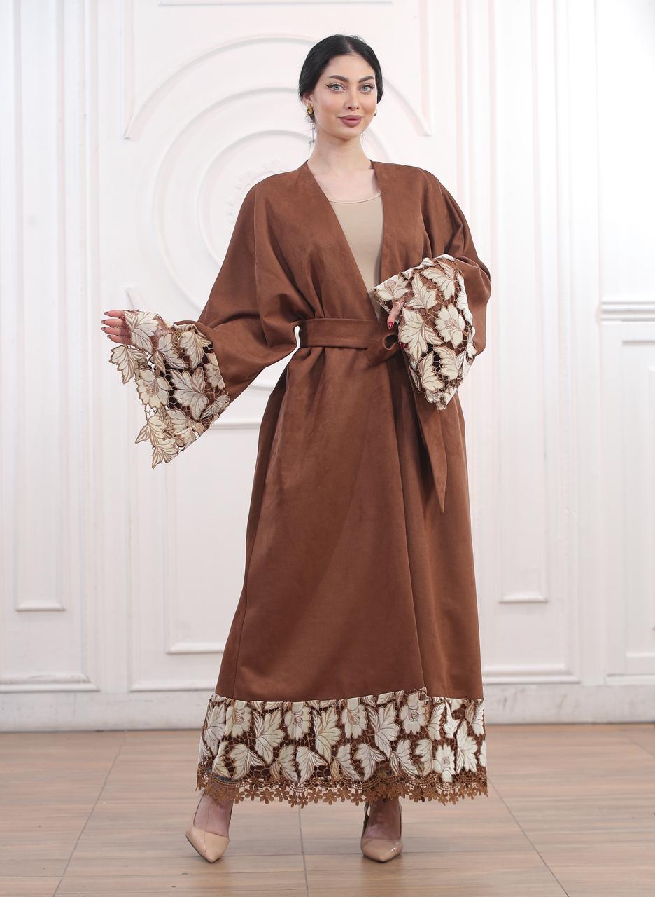 Floral Suede abaya