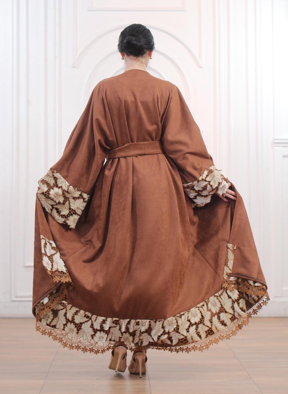 Floral Suede abaya