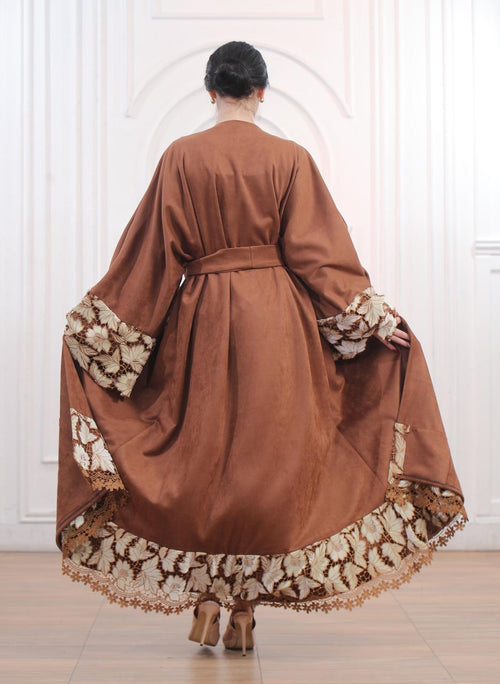 Floral Suede abaya